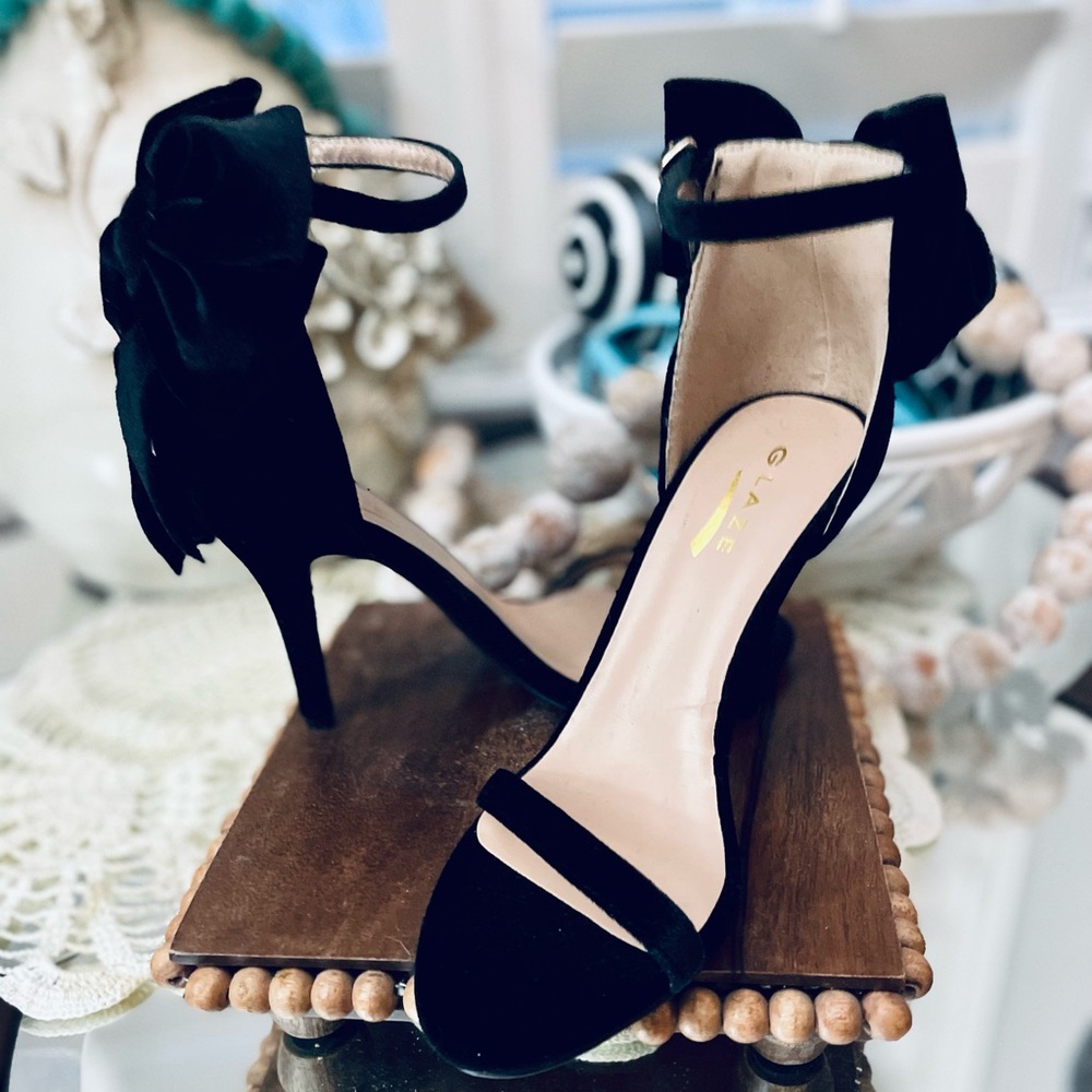 Black Velvet Strappy Heels | Never Worn